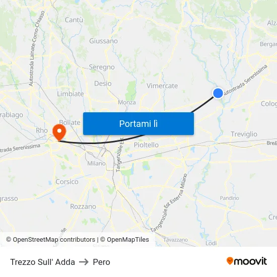 Trezzo Sull' Adda to Pero map