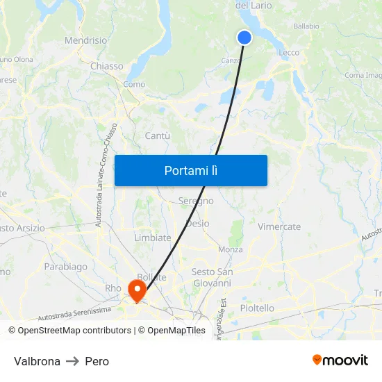 Valbrona to Pero map