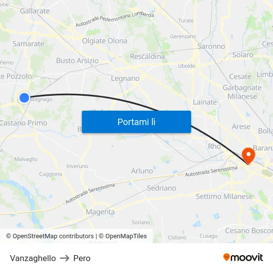 Vanzaghello to Pero map