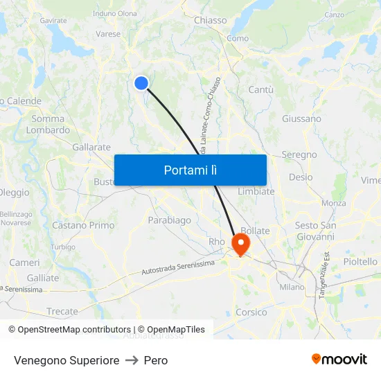 Venegono Superiore to Pero map