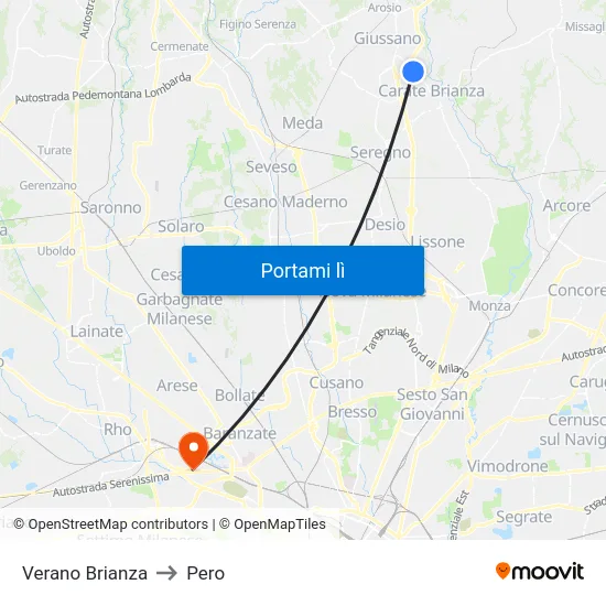 Verano Brianza to Pero map