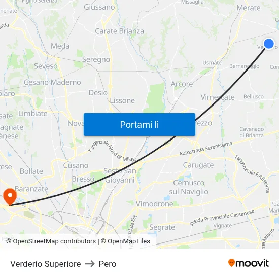 Verderio Superiore to Pero map
