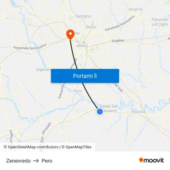 Zenevredo to Pero map