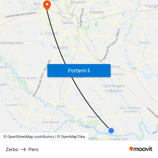 Zerbo to Pero map