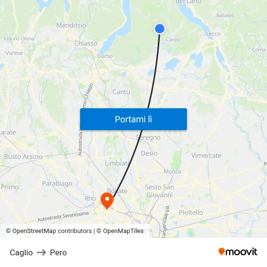 Caglio to Pero map