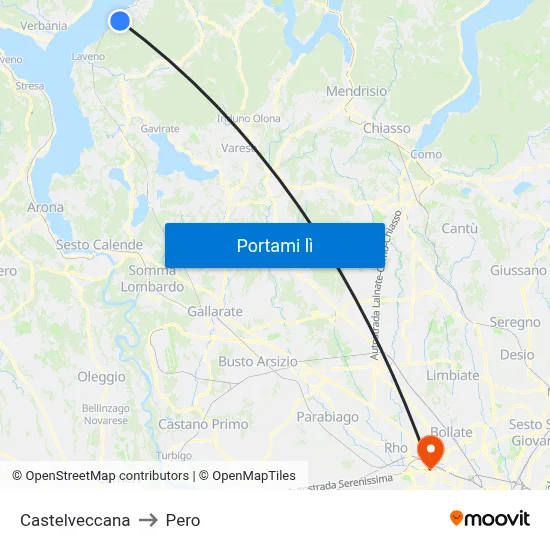 Castelveccana to Pero map