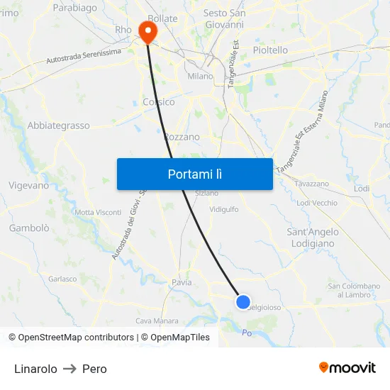 Linarolo to Pero map