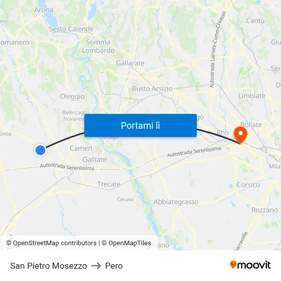 San Pietro Mosezzo to Pero map