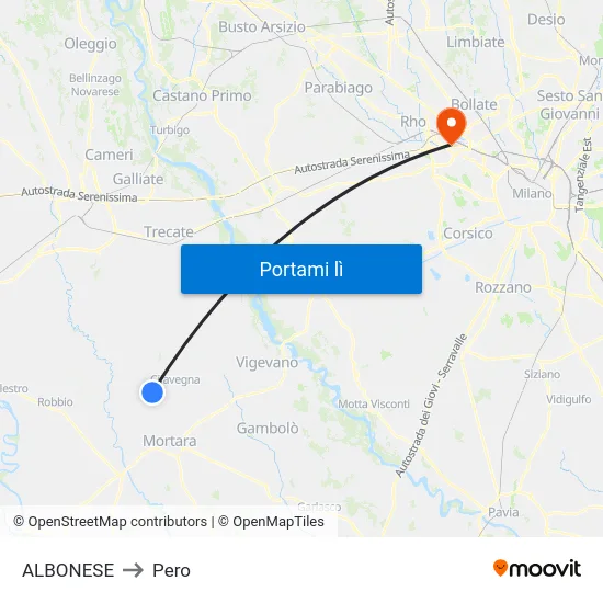 ALBONESE to Pero map