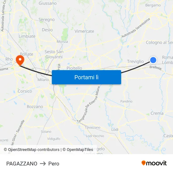 PAGAZZANO to Pero map
