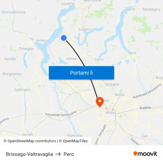 Brissago-Valtravaglia to Pero map