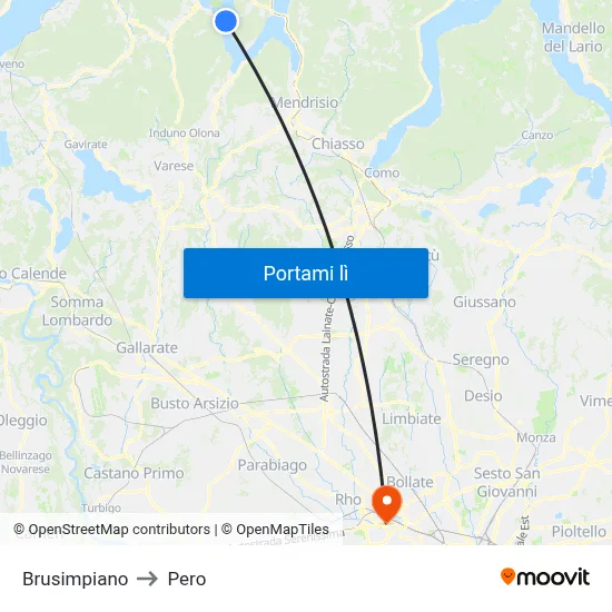 Brusimpiano to Pero map