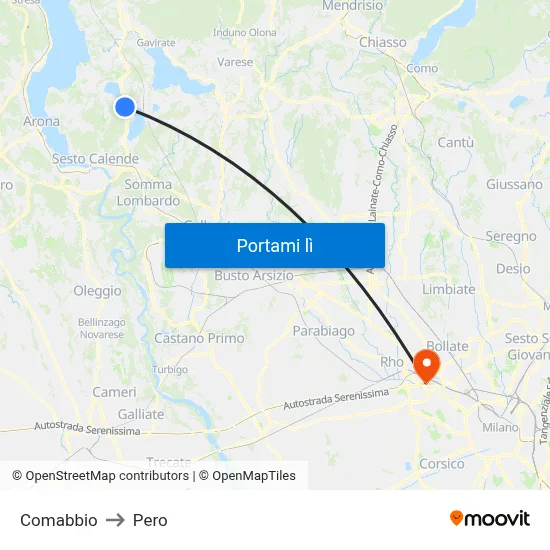 Comabbio to Pero map
