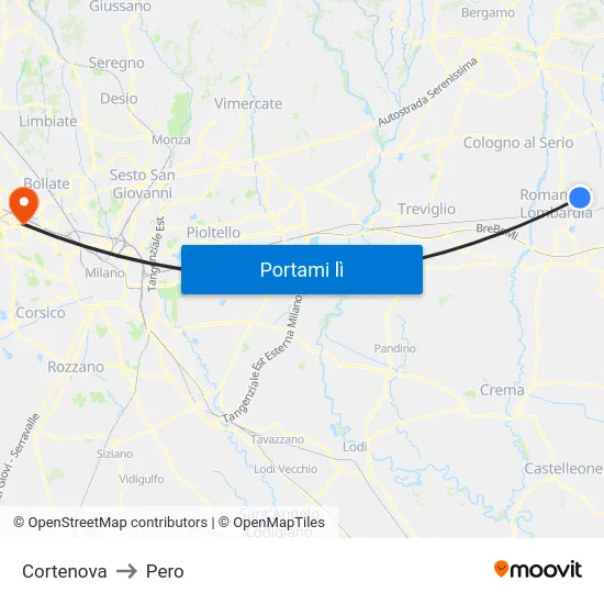 Cortenova to Pero map