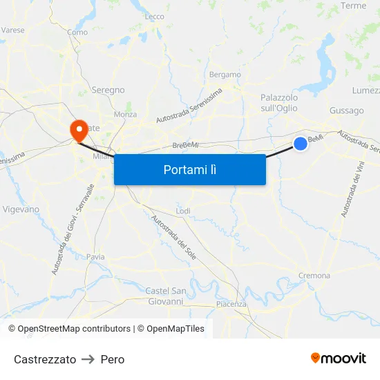 Castrezzato to Pero map