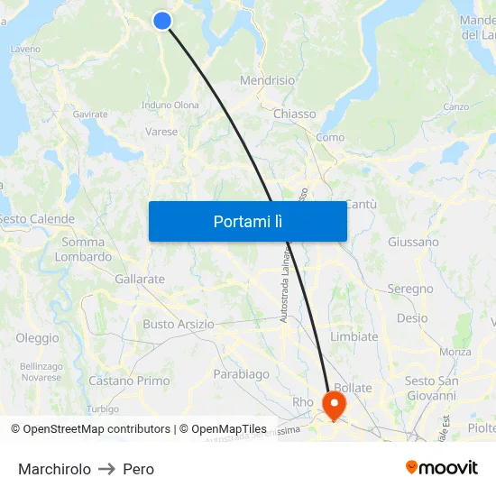 Marchirolo to Pero map