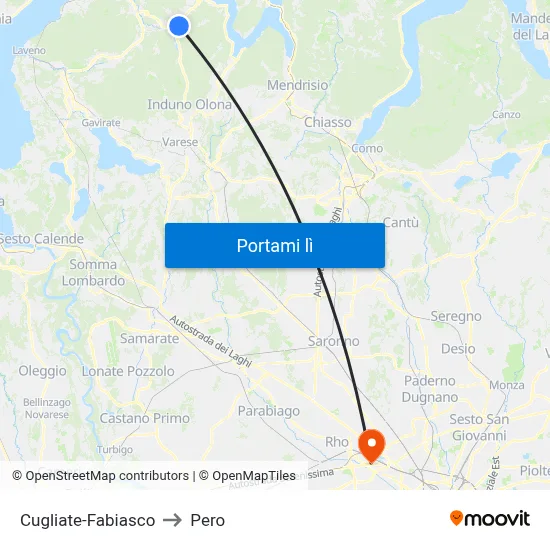 Cugliate-Fabiasco to Pero map