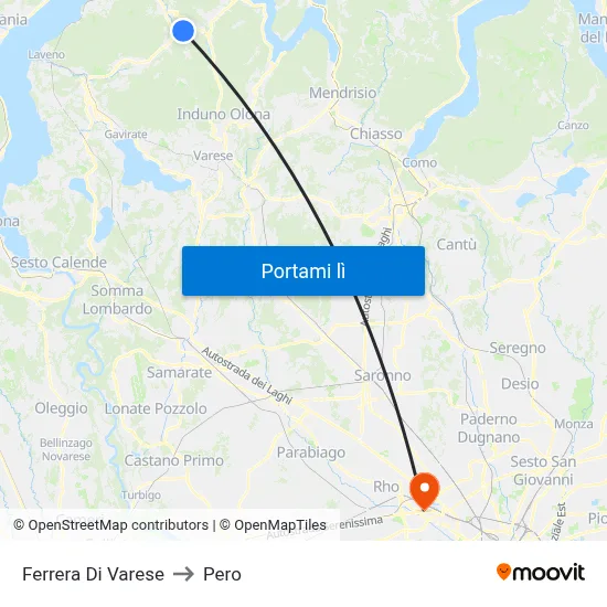 Ferrera Di Varese to Pero map