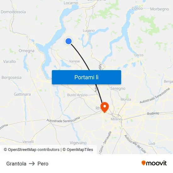 Grantola to Pero map