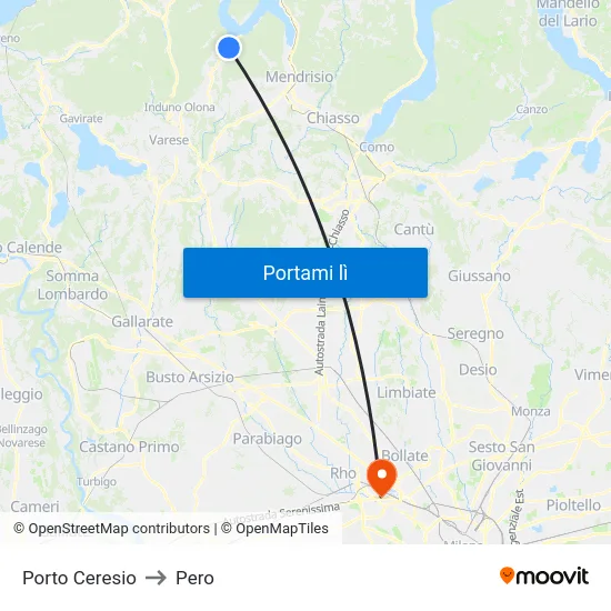 Porto Ceresio to Pero map