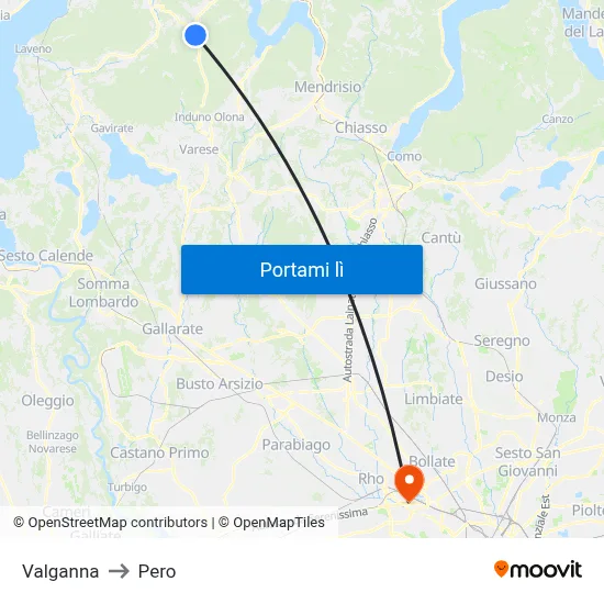 Valganna to Pero map