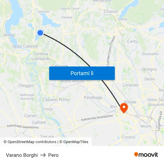 Varano Borghi to Pero map