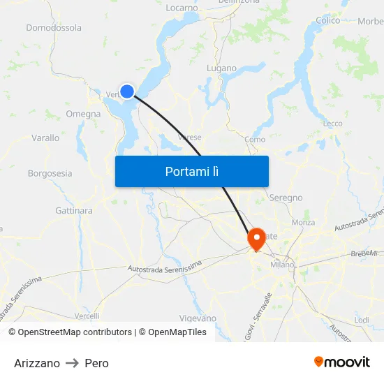 Arizzano to Pero map