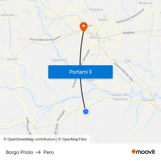Borgo Priolo to Pero map
