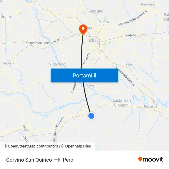 Corvino San Quirico to Pero map