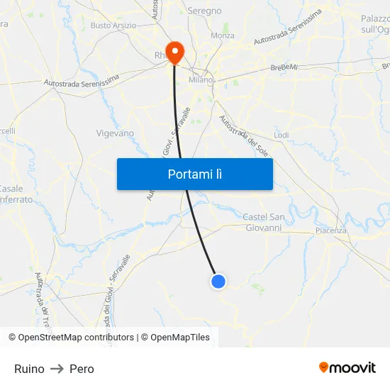 Ruino to Pero map