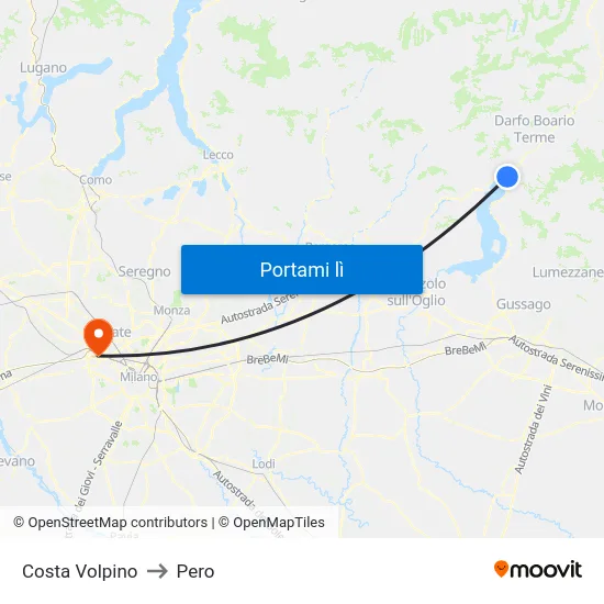 Costa Volpino to Pero map