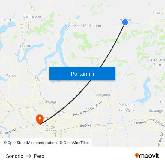 Sondrio to Pero map