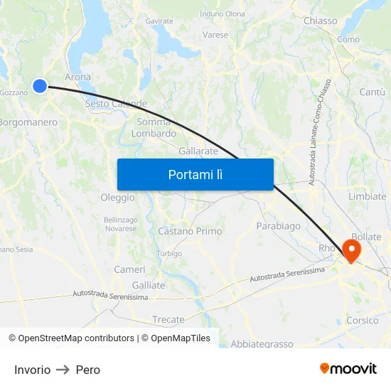 Invorio to Pero map