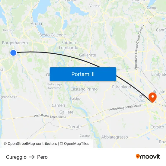 Cureggio to Pero map