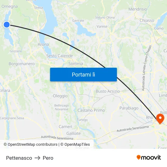 Pettenasco to Pero map