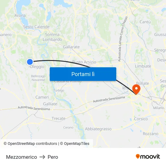Mezzomerico to Pero map