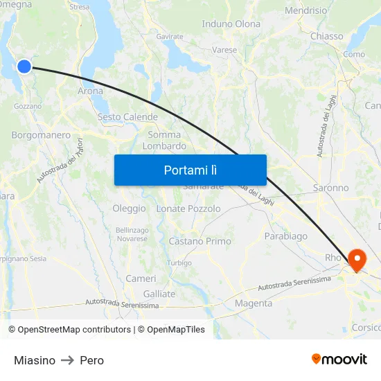 Miasino to Pero map