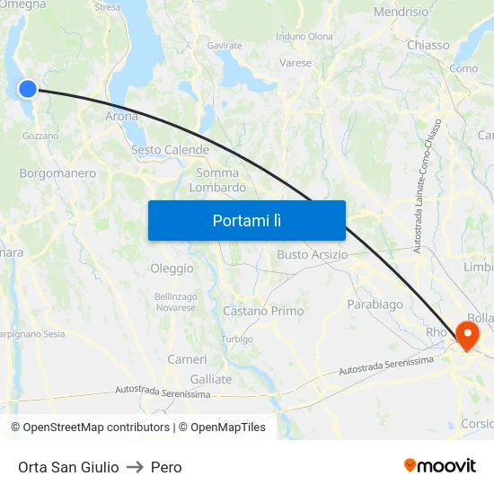 Orta San Giulio to Pero map
