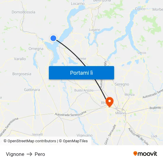 Vignone to Pero map