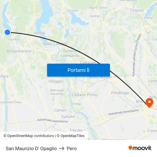 San Maurizio D' Opaglio to Pero map