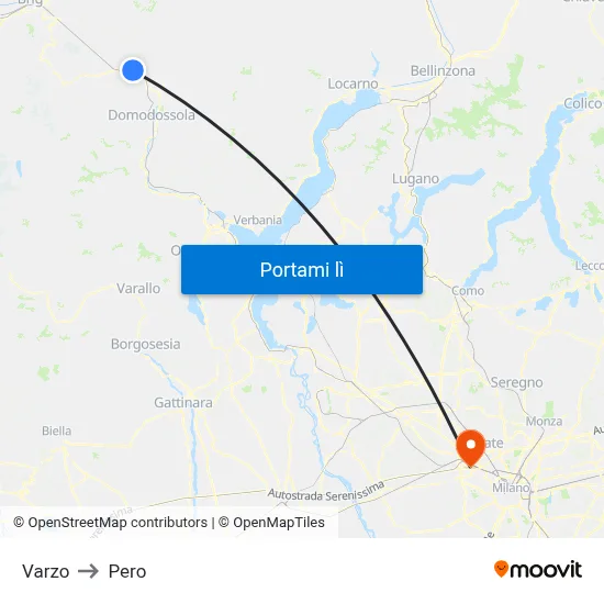 Varzo to Pero map