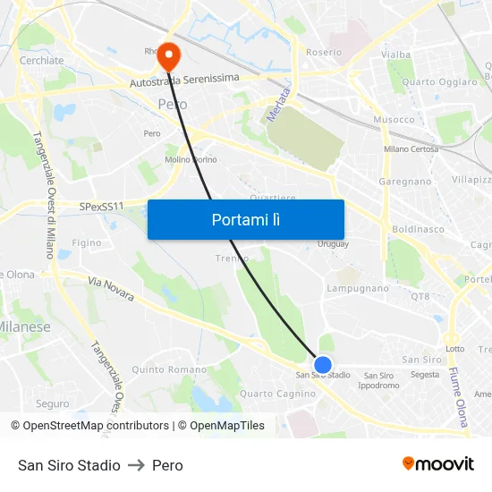 San Siro Stadio to Pero map