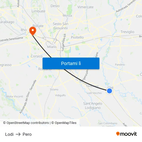 Lodi to Pero map