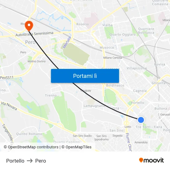 Portello to Pero map