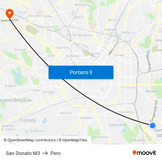 San Donato M3 to Pero map