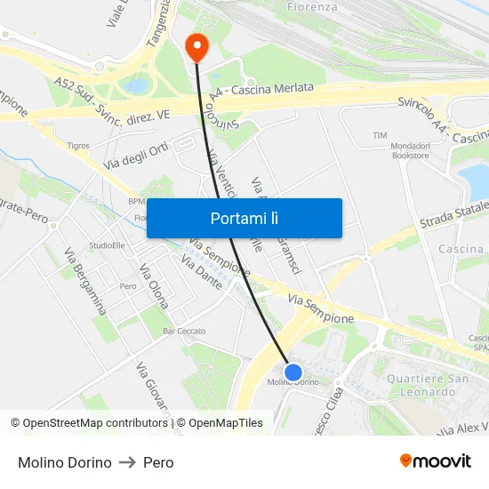 Molino Dorino to Pero map