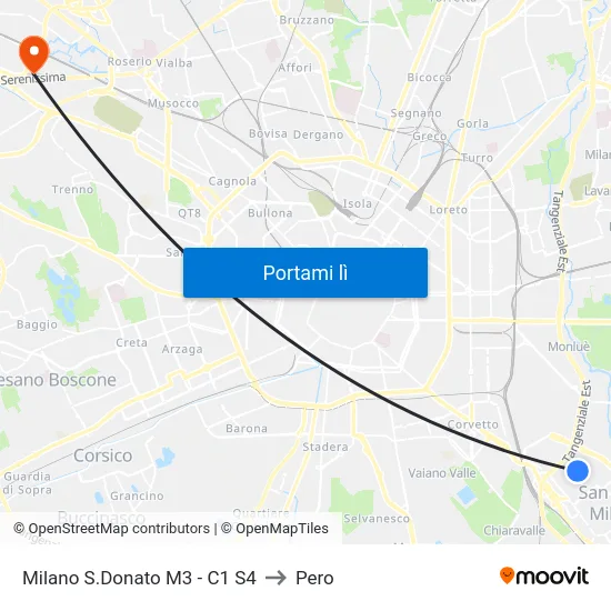 Milano S.Donato M3 - C1 S4 to Pero map