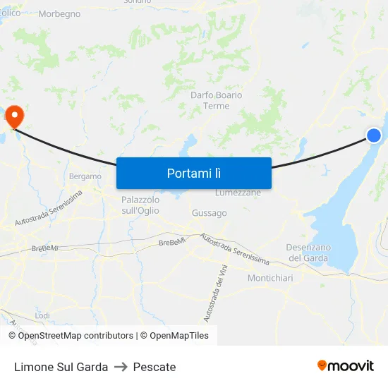 Limone Sul Garda to Pescate map