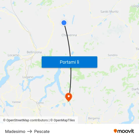 Madesimo to Pescate map