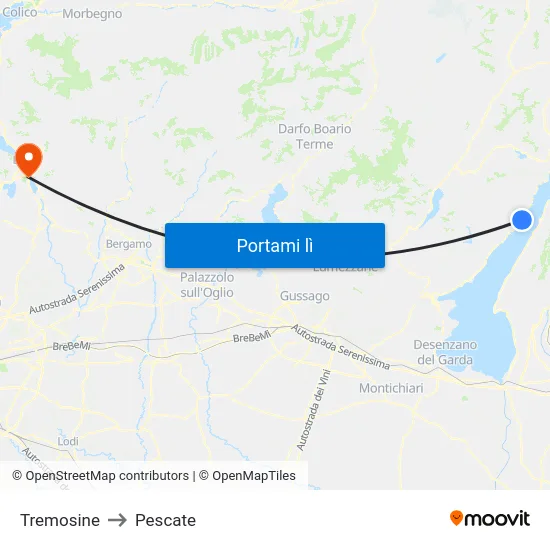 Tremosine to Pescate map